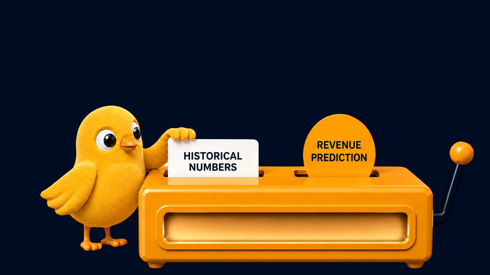 Little Birdee loading historical numbers and a revenue prediction into the profit machine